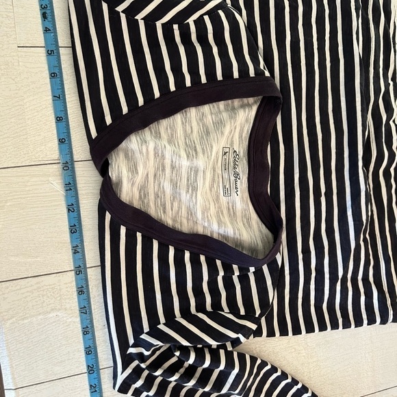 Eddie Bauer, large 100% cotton, navy blue and white striped. Nautical cardigan - Picture 4 of 8